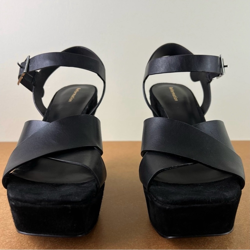 REFORMATION BLACK LEATHER PLATFORM SANDALS - Picture 10 of 13